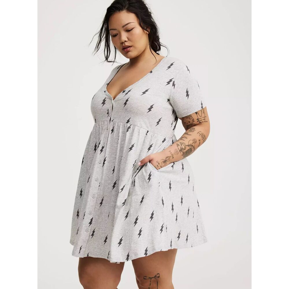 Cotton Button-Down Lounge Dress